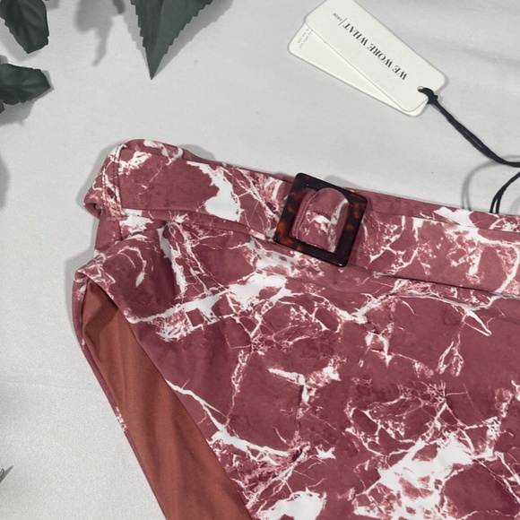 NWT WeWoreWhat [ XL ] Marble Emily Belt High Waist Bikini‎ Bottom Rose - Picture 4 of 11